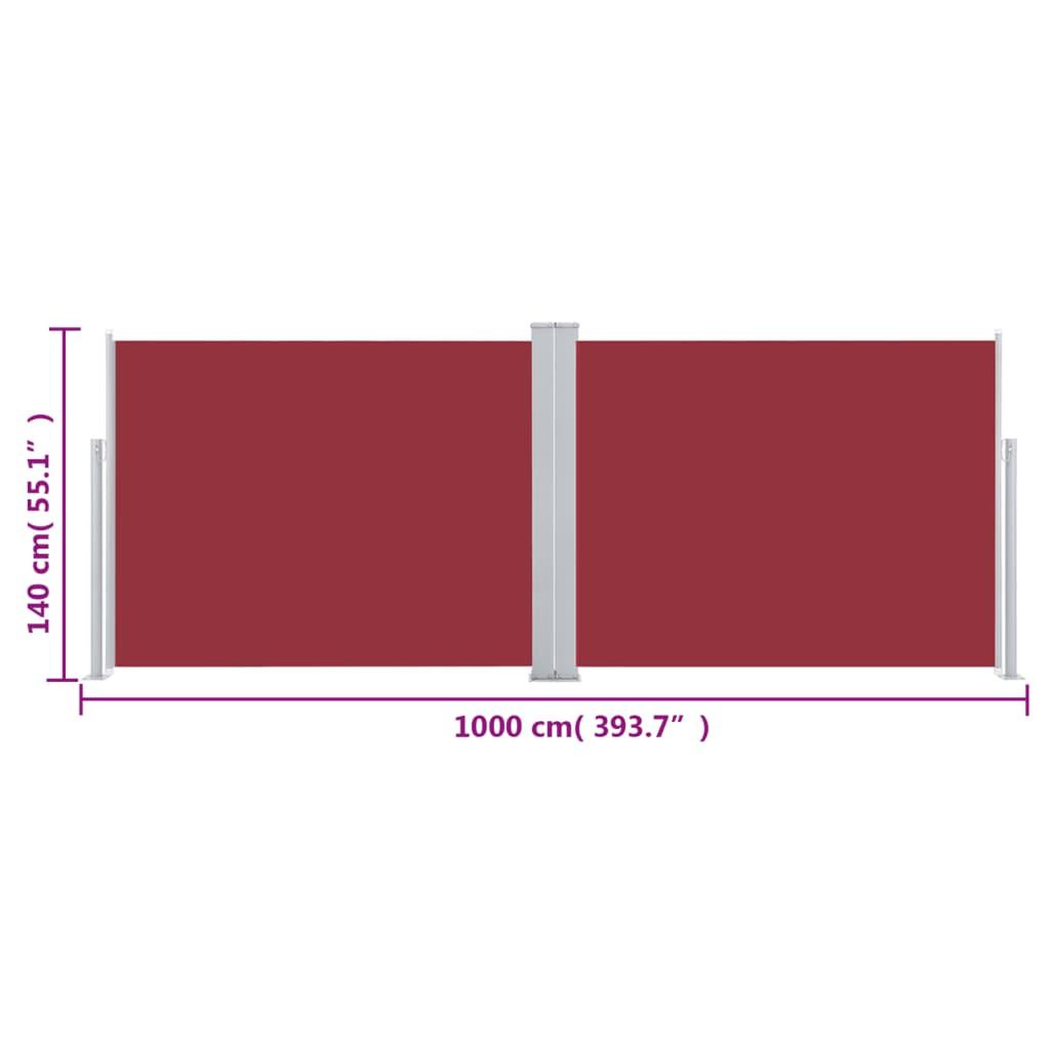 Voir la diapositive 6 : VIDAXL Auvent lateral retractable Rouge 140 x 1000 cm