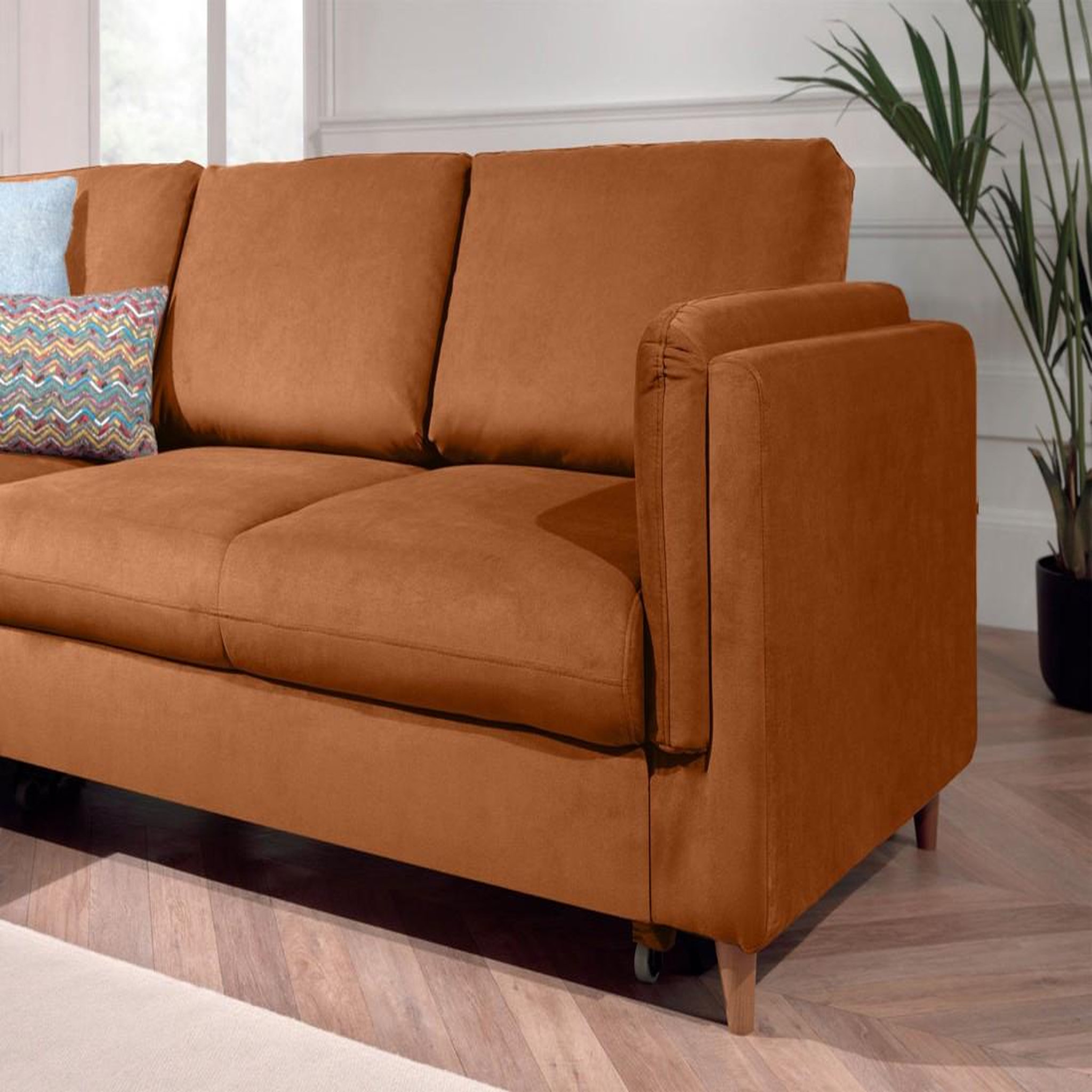Voir la diapositive 4 : LISA DESIGN Brooke - canapé d'angle gauche - convertible - 5 places - en velours