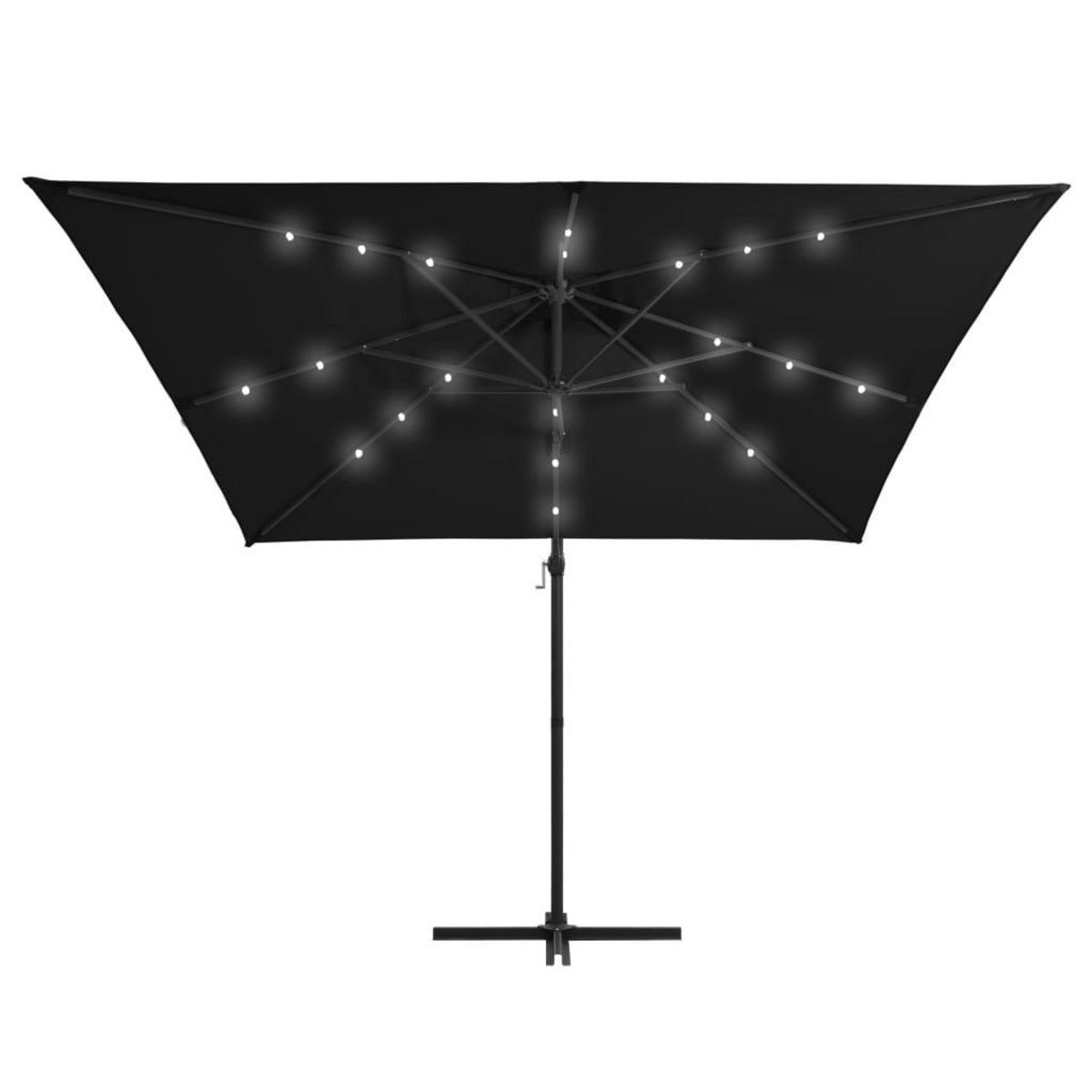 VIDAXL Parasol de jardin en porte-a-faux lumieres LED et mat en acier