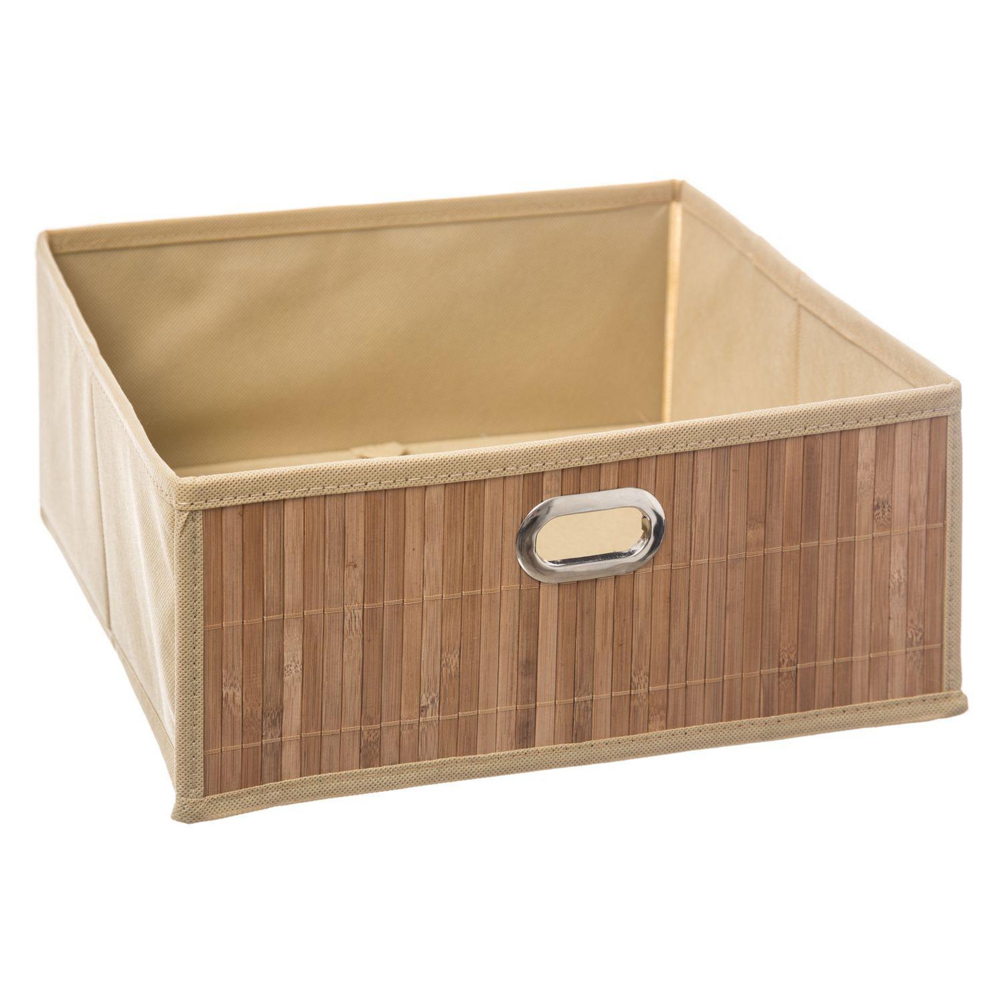 Voir la diapositive 3 : TOILINUX Lot de 2 boîtes de rangement en bambou et tissu mix'n modul - l.31 x l.31 x h.14.5 cm - marron