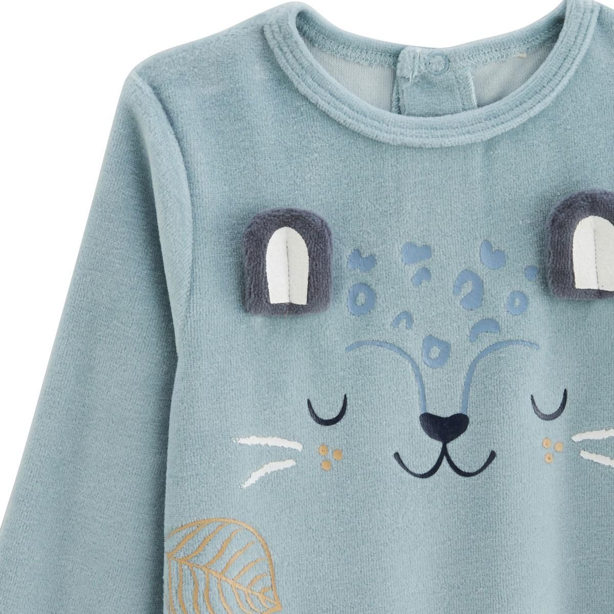 Petit Béguin Pyjama enfant 2 pièces en velours Félintrépide