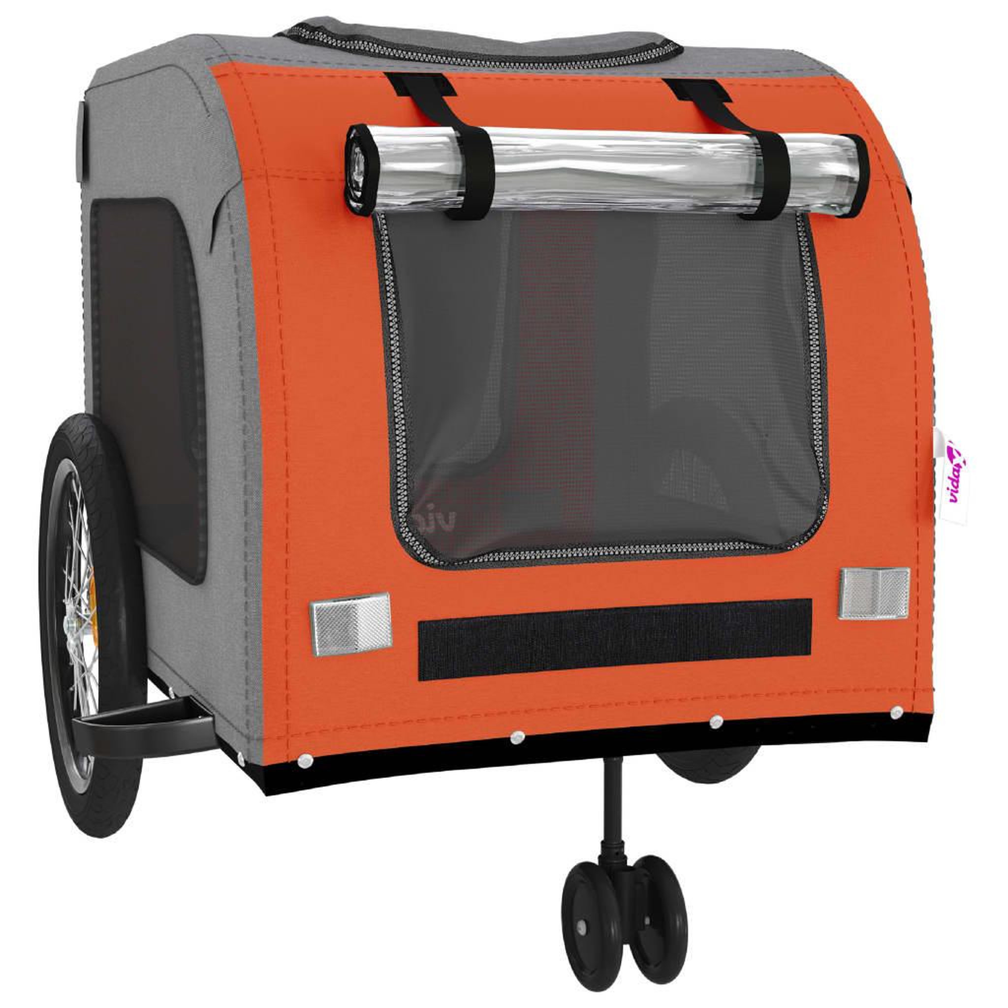 Voir la diapositive 5 : VIDAXL Remorque de velo pour animaux de compagnie orange et gris