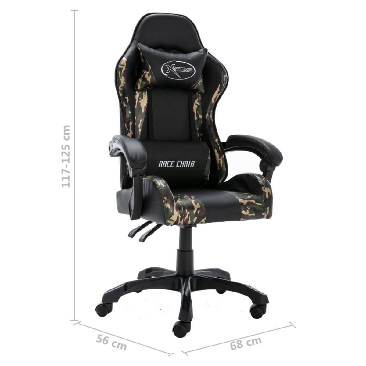 VIDAXL Fauteuil de jeux video Noir et camouflage Similicuir