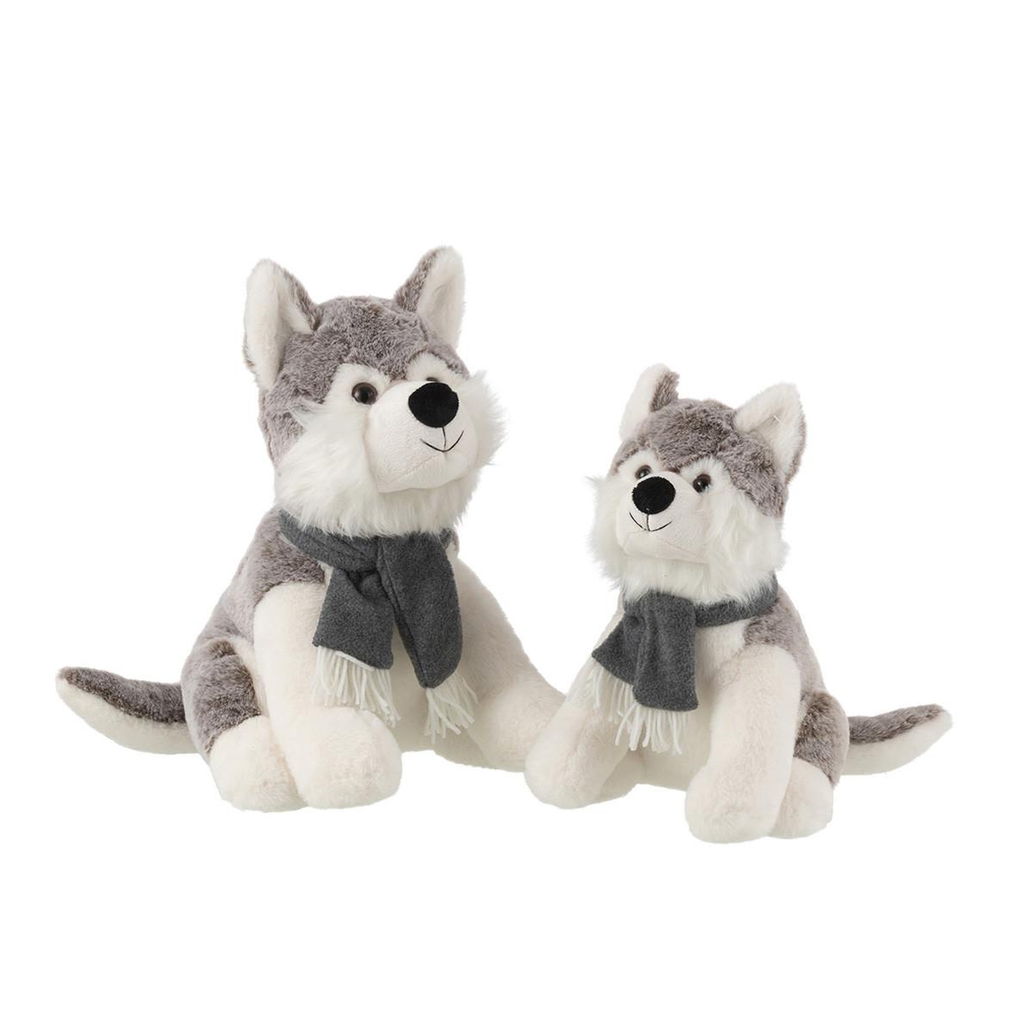 Voir la diapositive 2 : J-LINE Peluche husky  écharpe  40cm gris