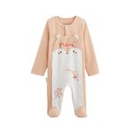 Petit Béguin Pyjama bébé en nid d'abeille ouverture pont Miss Plume. Coloris disponibles : Beige