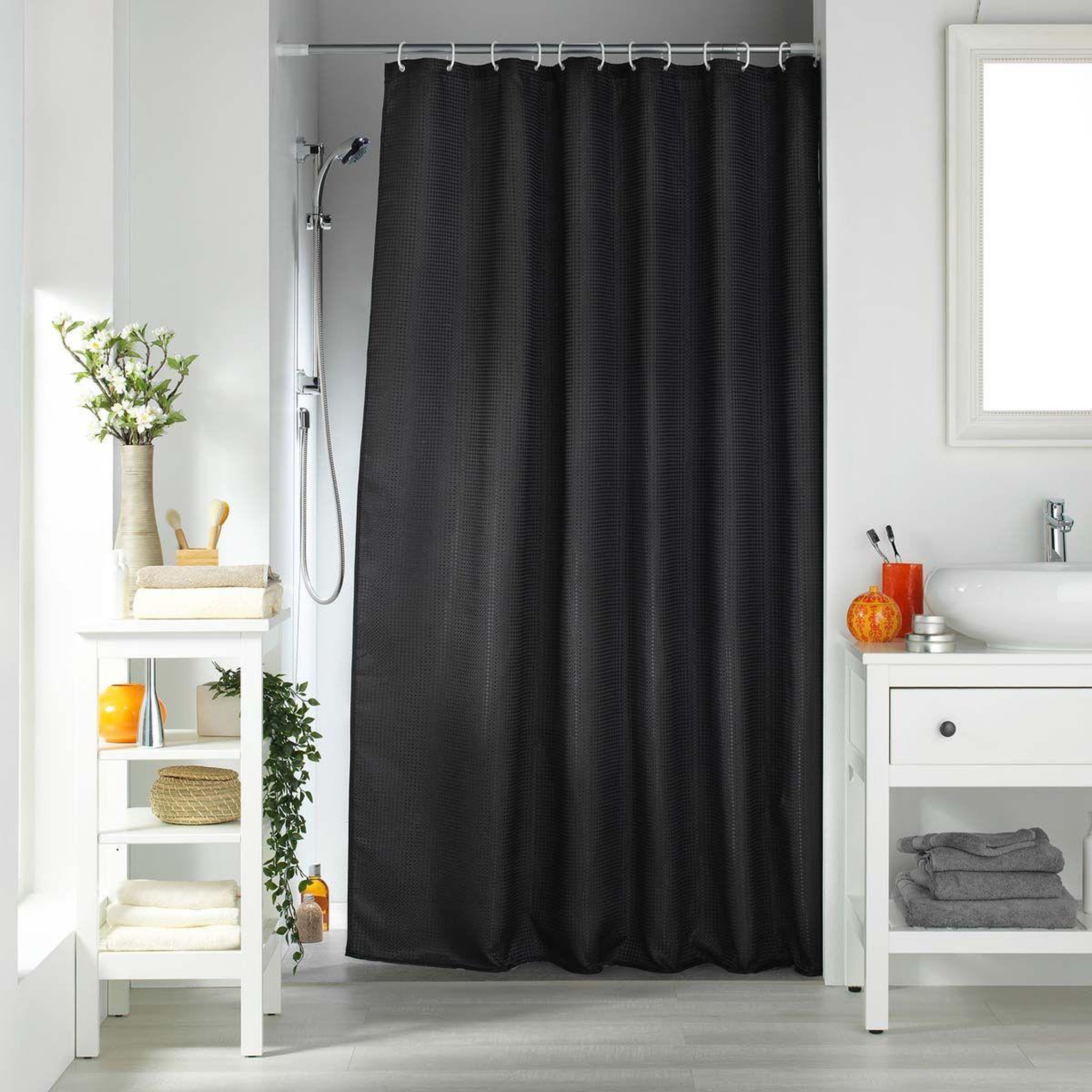 Douceur d'Intérieur Rideau de douche  quartz  180x200cm noir