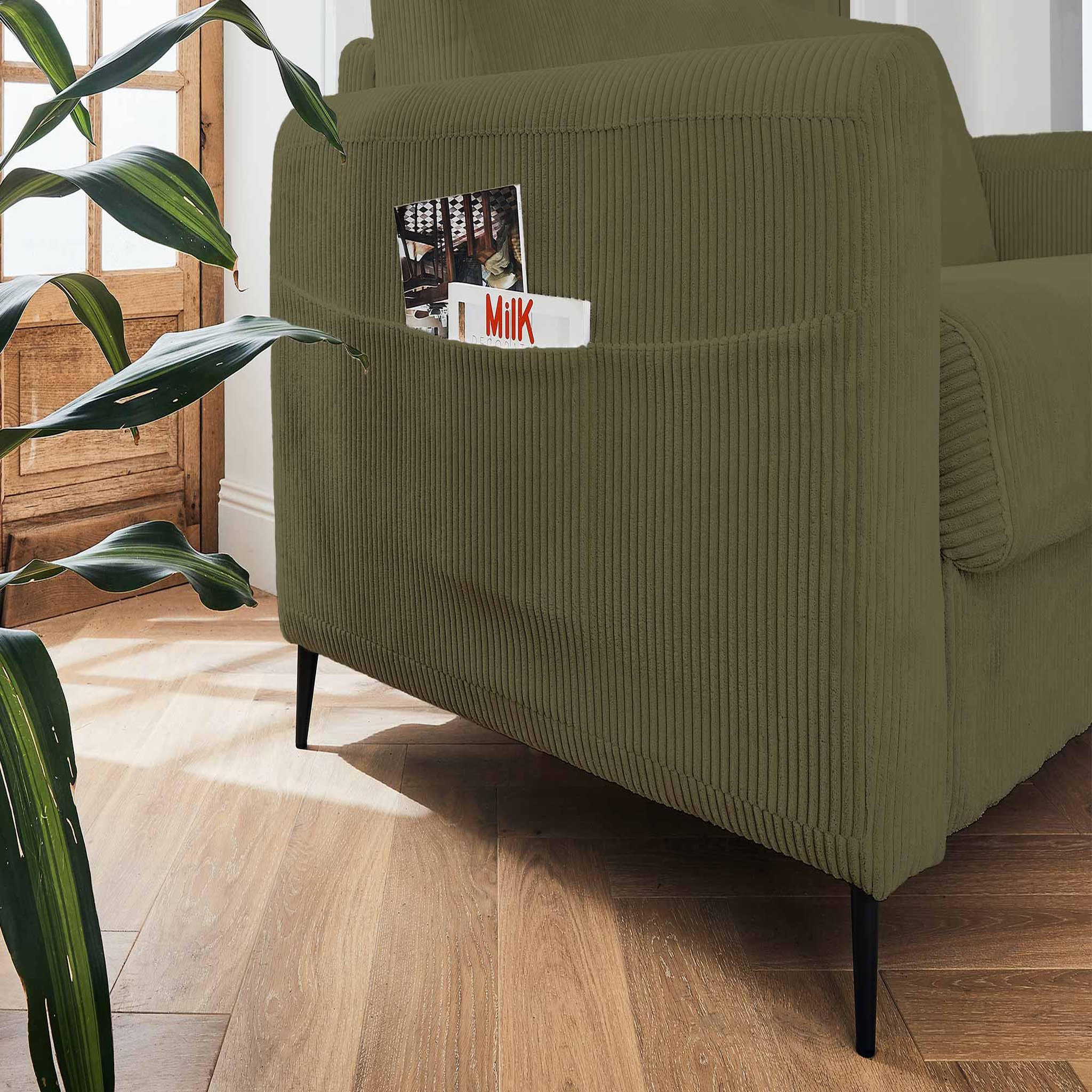 Voir la diapositive 6 : LISA DESIGN Owen - canapé 3 places convertible express couchage quotidien 140 cm matelas 12 cm en velours côtelé