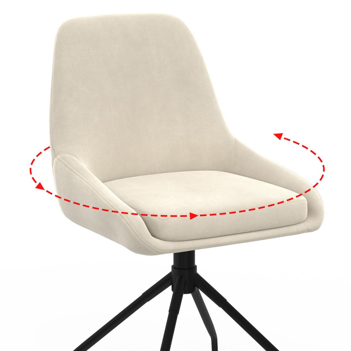 ID MARKET Lot de 4 chaises pivotantes THALYA en velours beige avec accoudoirs