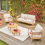 Voir la diapositive 3 : SWEEEK Salon de jardin bois d'acacia et cordes beige 4 places. tables rondes - Samos