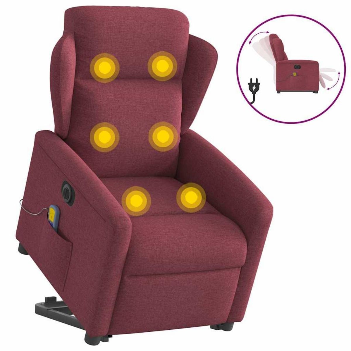 VIDAXL Fauteuil inclinable de massage electrique Rouge bordeaux Tissu