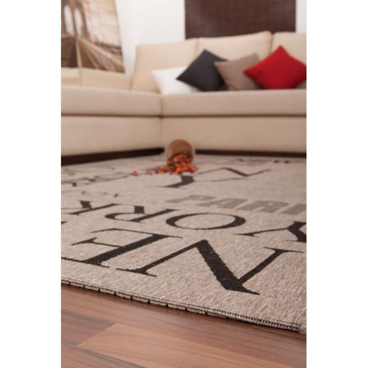 Paris Prix Tapis Imprimé Villes à Poils Courts  Taby  Argent