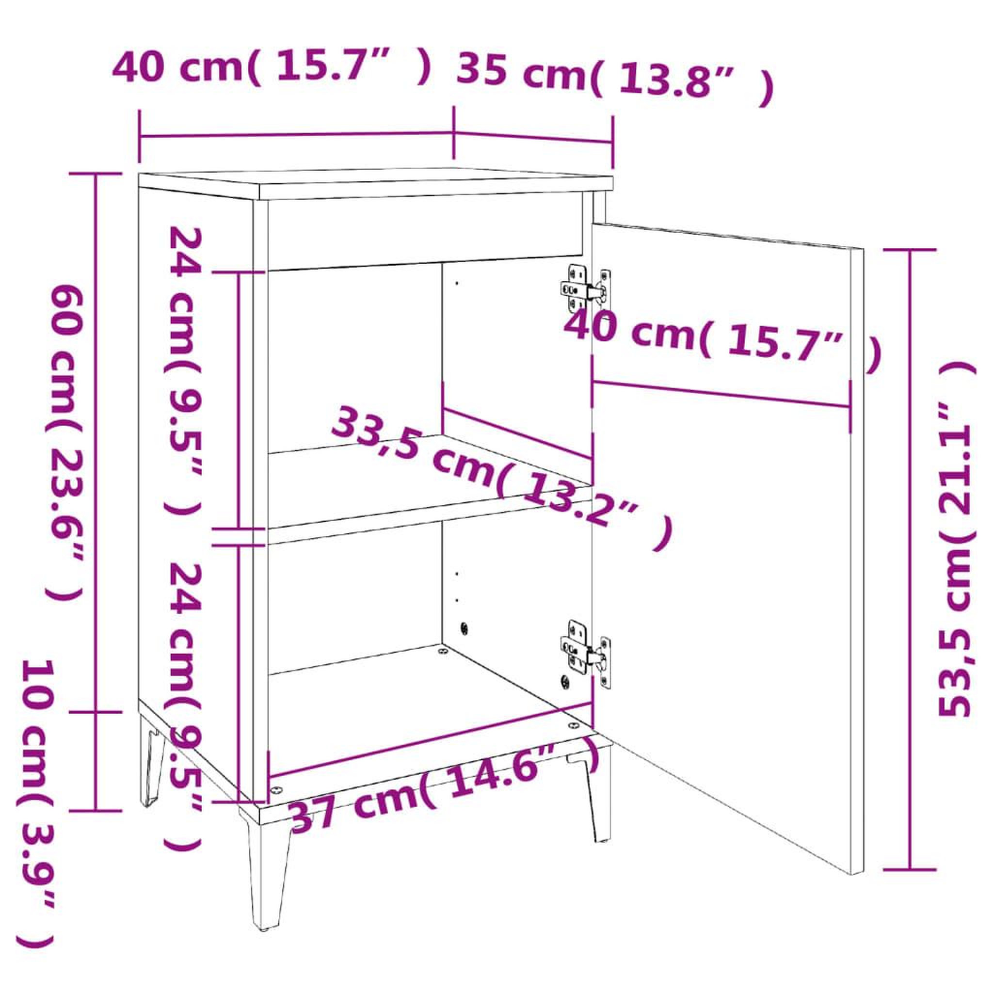 Voir la diapositive 6 : VIDAXL Table de chevet noir 40x35x70 cm bois d'ingenierie
