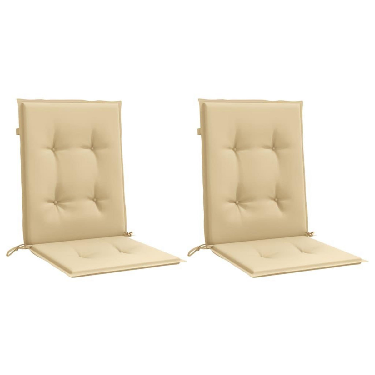 VIDAXL Coussins de chaise a dossier bas lot de 2 beige melange tissu