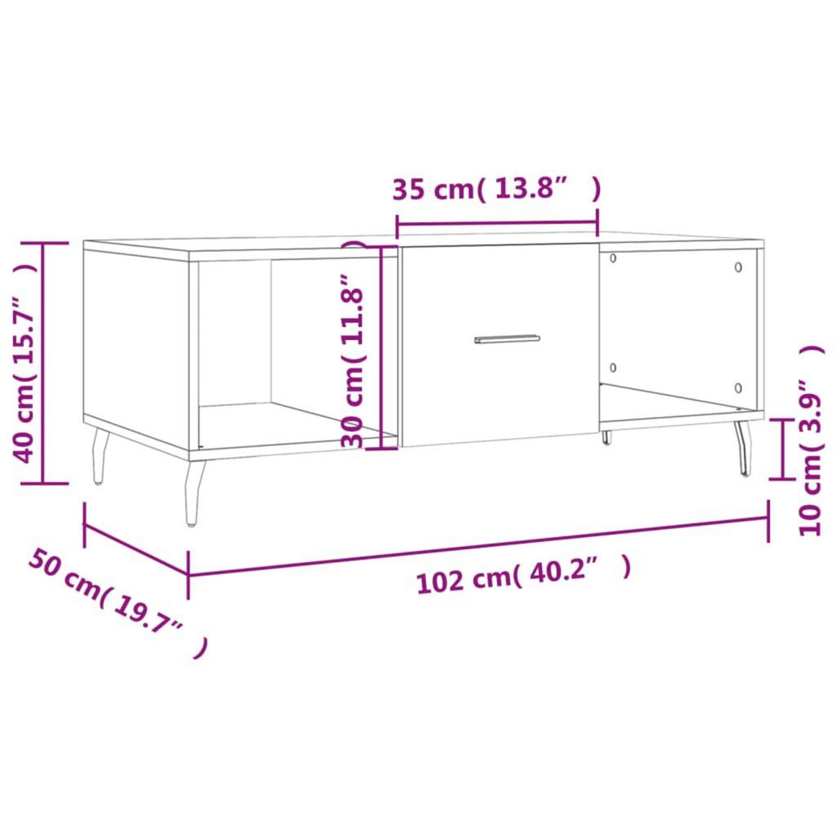 VIDAXL Table basse noir 102x50x40 cm bois d'ingenierie
