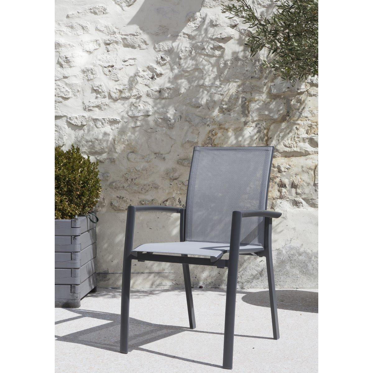 Fauteuil de jardin empilable aluminium textilène TREFLE