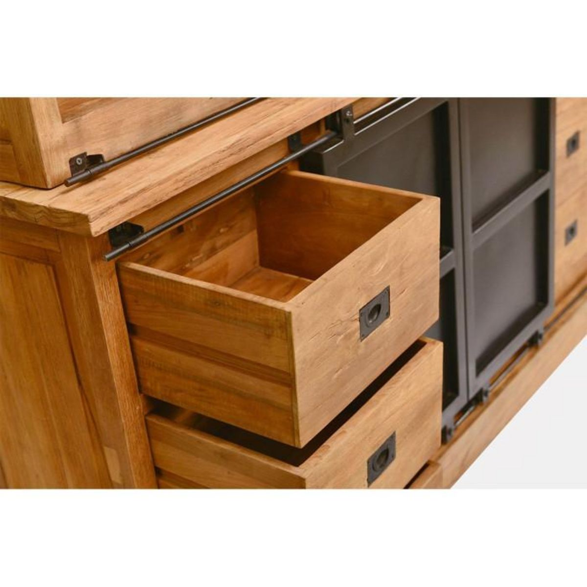 Paris Prix Vaisselier en Bois  Mylène  220cm Naturel & Noir