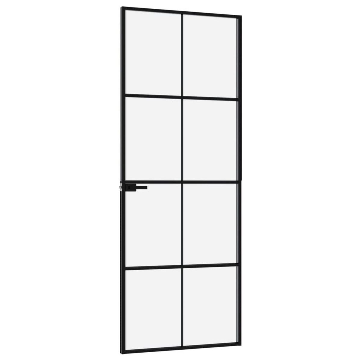 VIDAXL Porte d'interieur Noir 76x201,5 cm Trempe verre aluminium fin