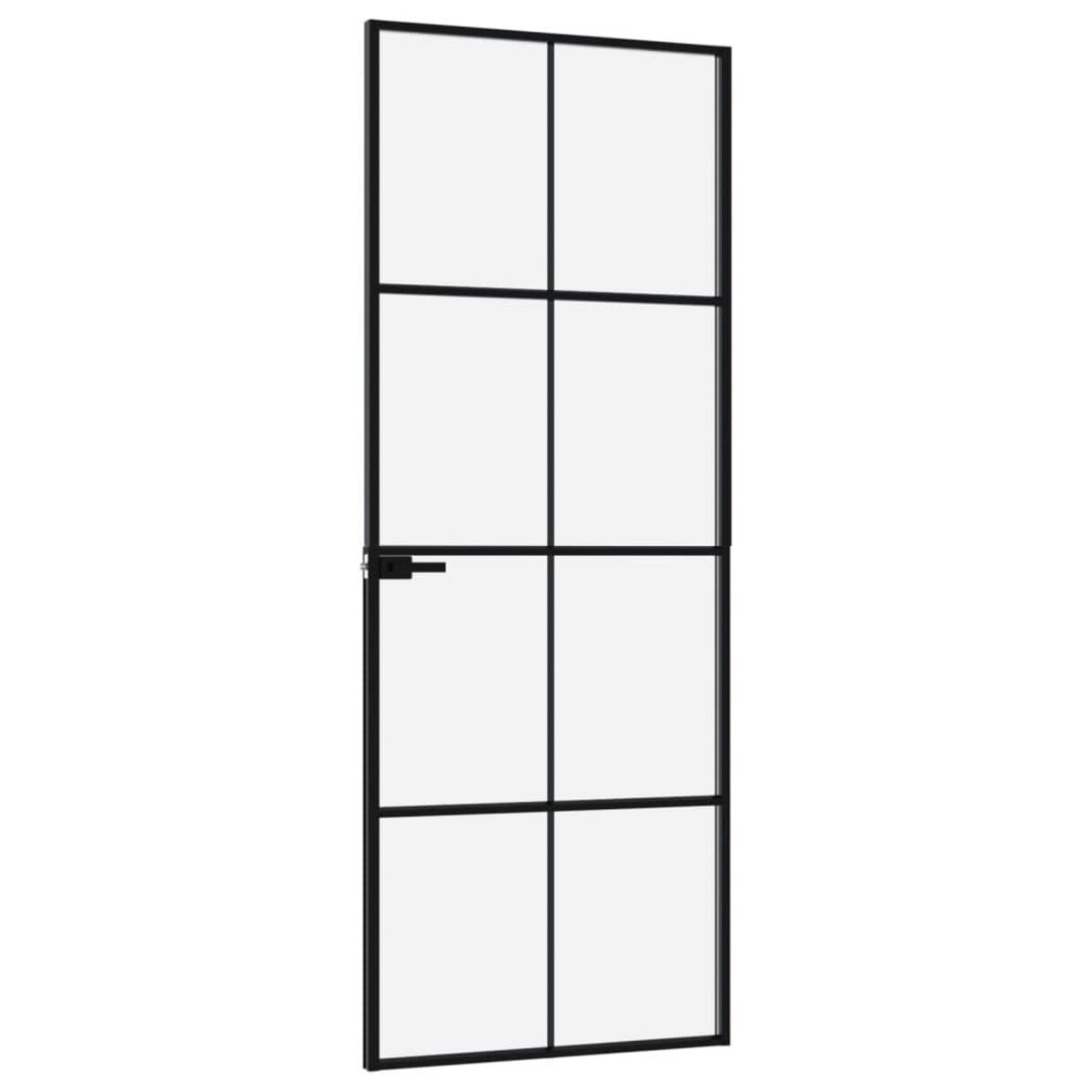 VIDAXL Porte d'interieur Noir 76x201,5 cm Trempe verre aluminium fin