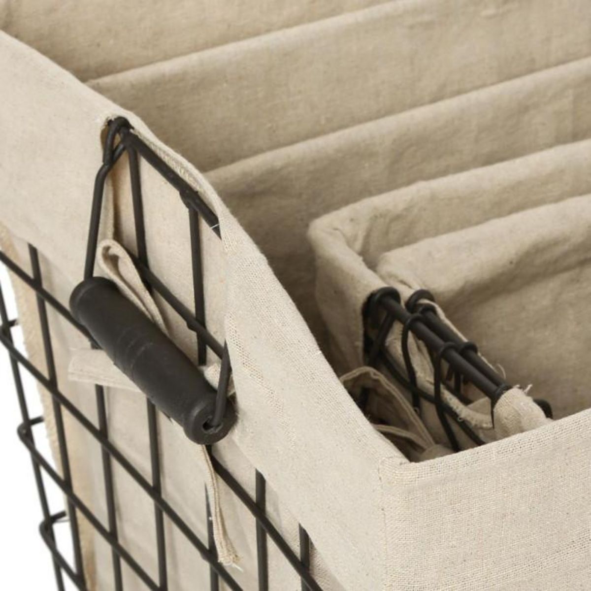 ATMOSPHERA Lot de 5 Corbeilles de Rangement  Métal  51cm Beige