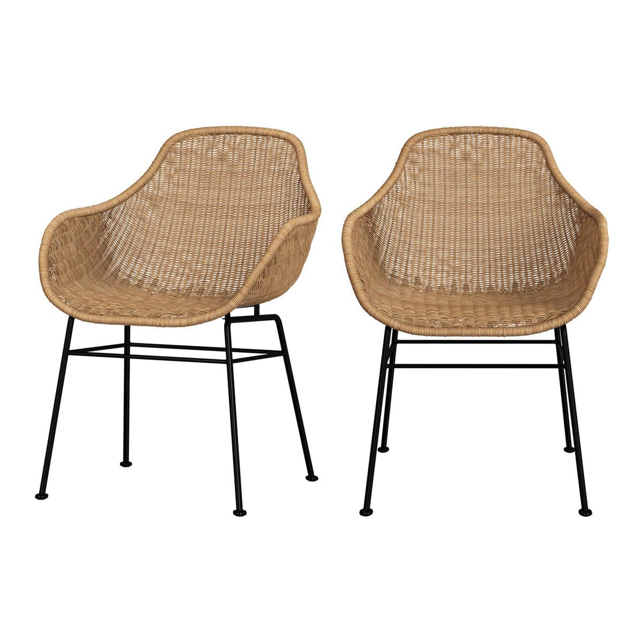MAISON PAVANE Lot de 2 chaises en résine tressée naturelle-carmela