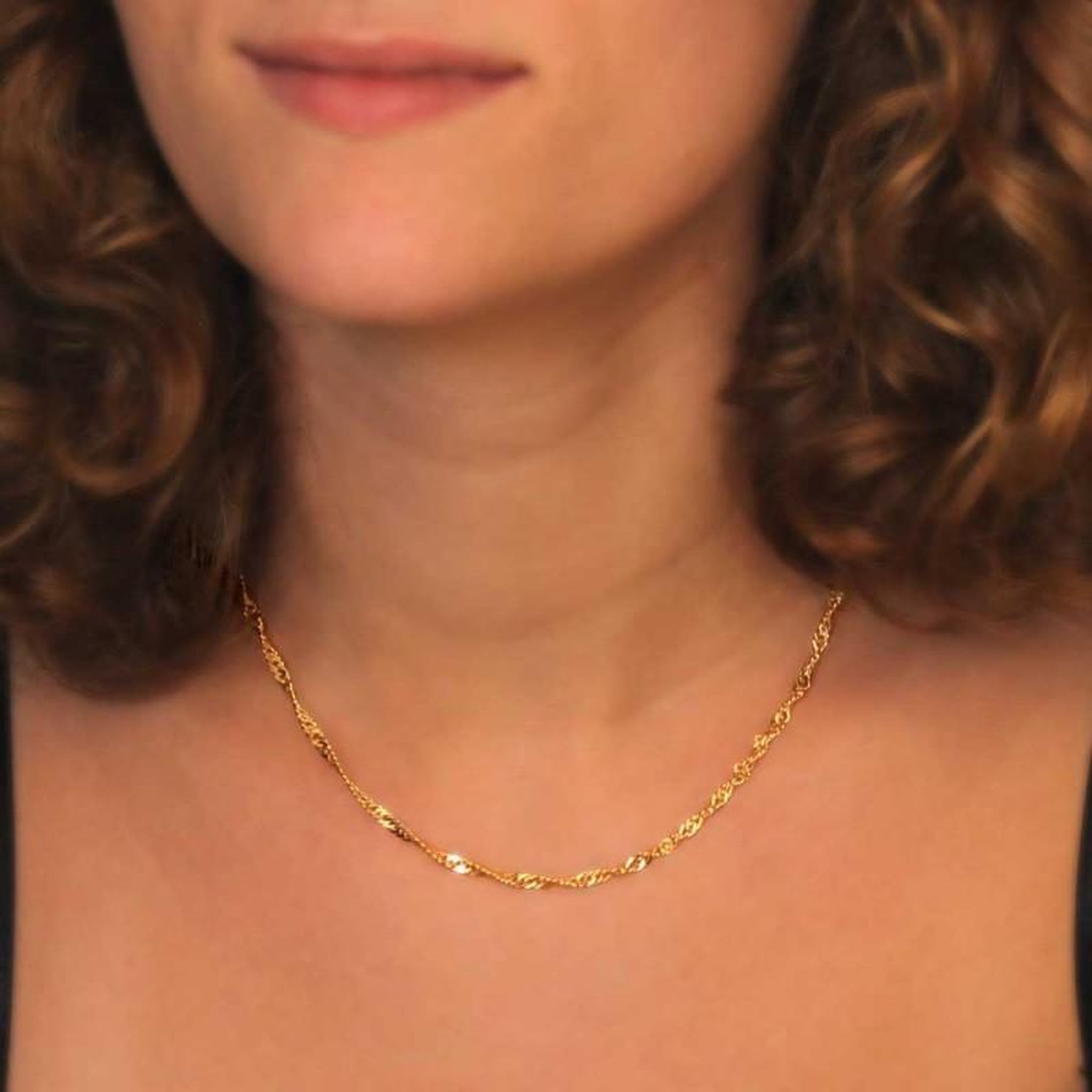 Voir la diapositive 3 : L'ATELIER D'AZUR Collier Chaine Singapour- Or Jaune - Femme