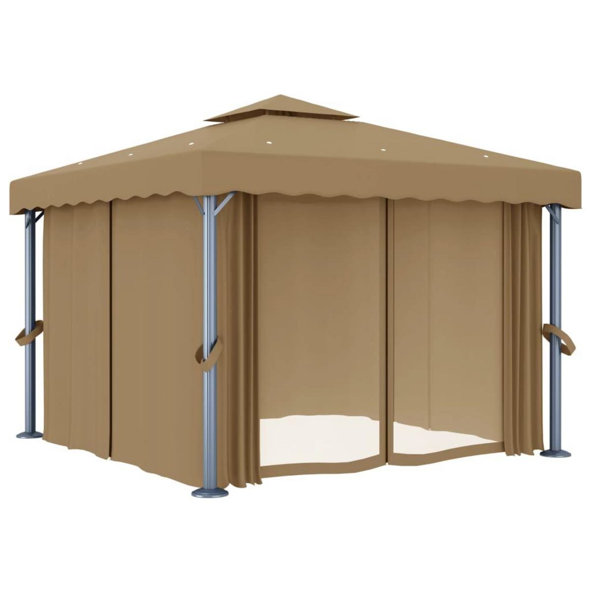 VIDAXL Tonnelle avec rideau 3x3 m Taupe Aluminium