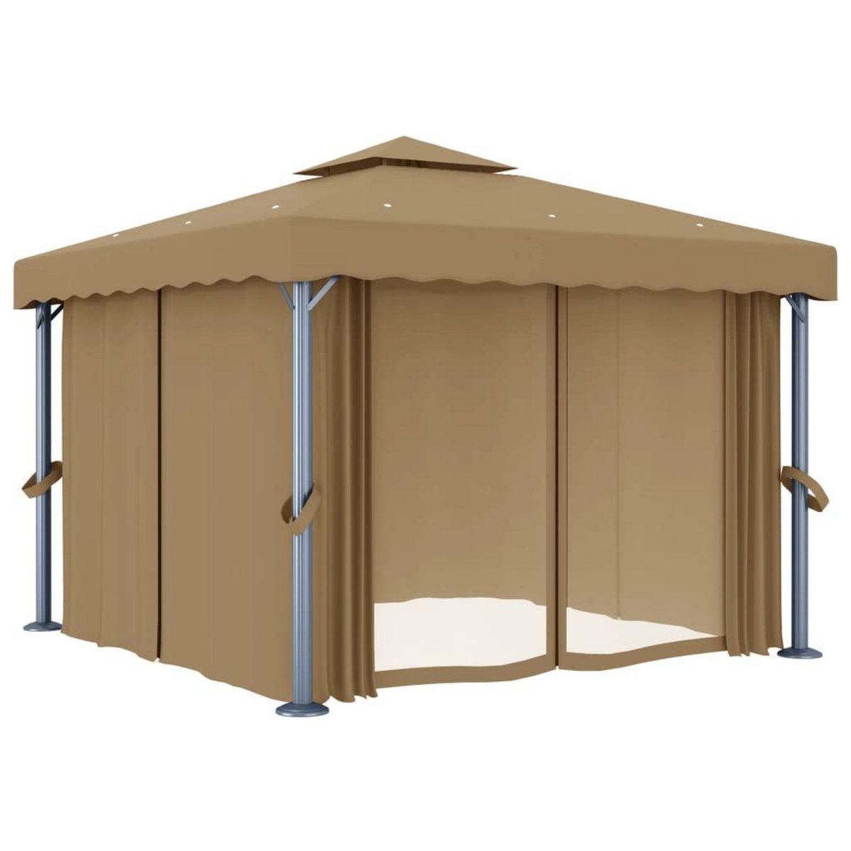 VIDAXL Tonnelle avec rideau 3x3 m Taupe Aluminium