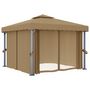 Voir la diapositive 2 : VIDAXL Tonnelle avec rideau 3x3 m Taupe Aluminium