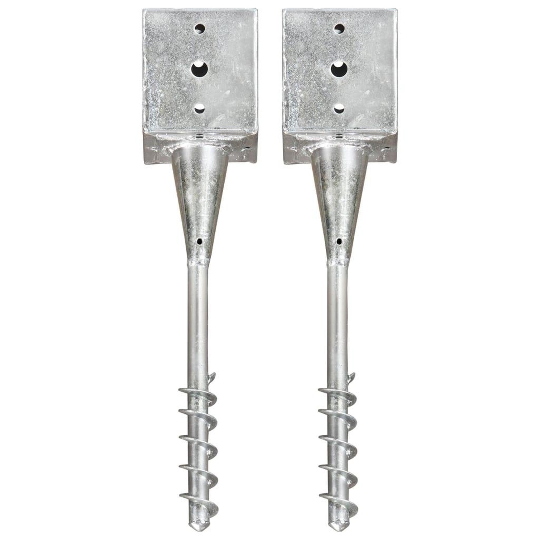 VIDAXL Piquets au sol 2 pcs Argente 12x12x56 cm Acier galvanise