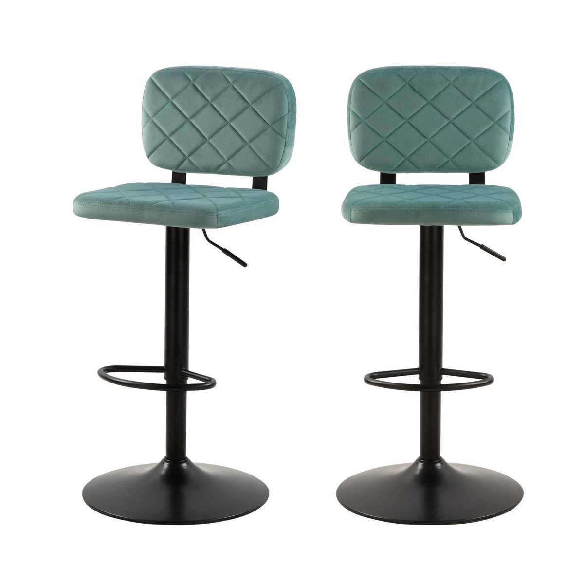 Rendez vous déco Lot de 2 chaises de bar réglables 60/81 cm en velours vert d'eau - Viktor