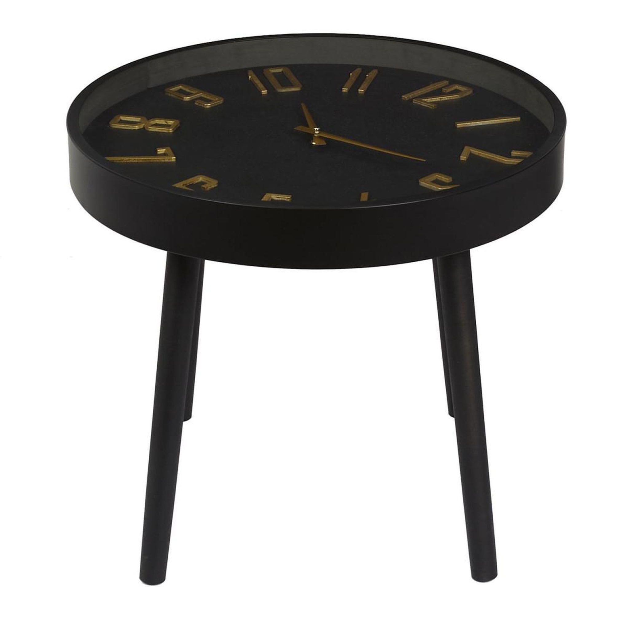 Voir la diapositive 4 : The Home Deco Factory Table d'Appoint Horloge  Lounge  50cm Noir