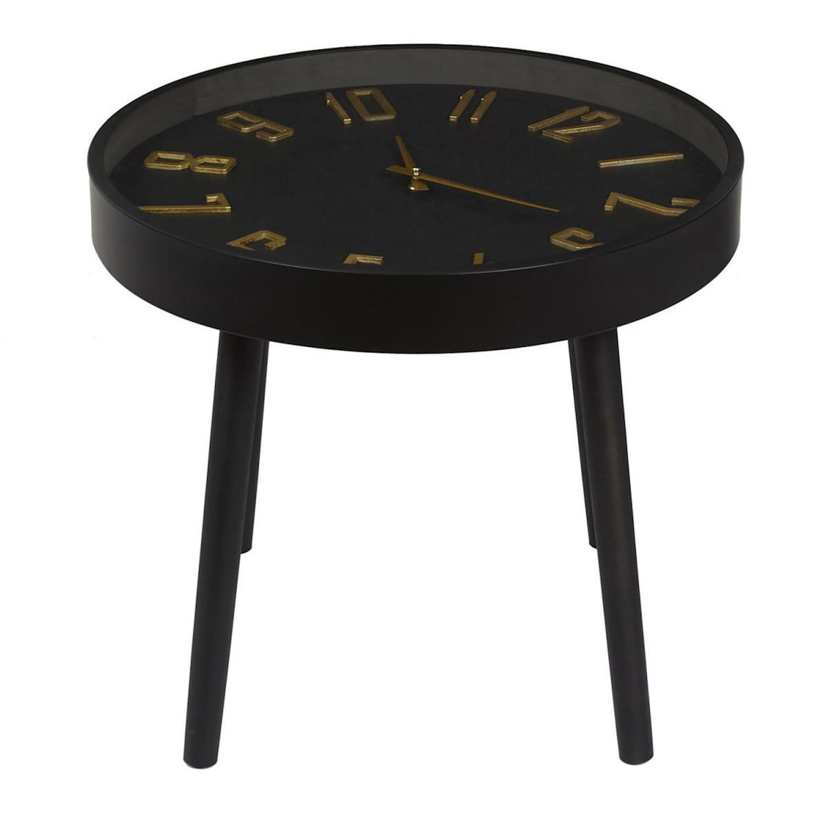 Paris Prix Table d'Appoint Horloge  Lounge  50cm Noir