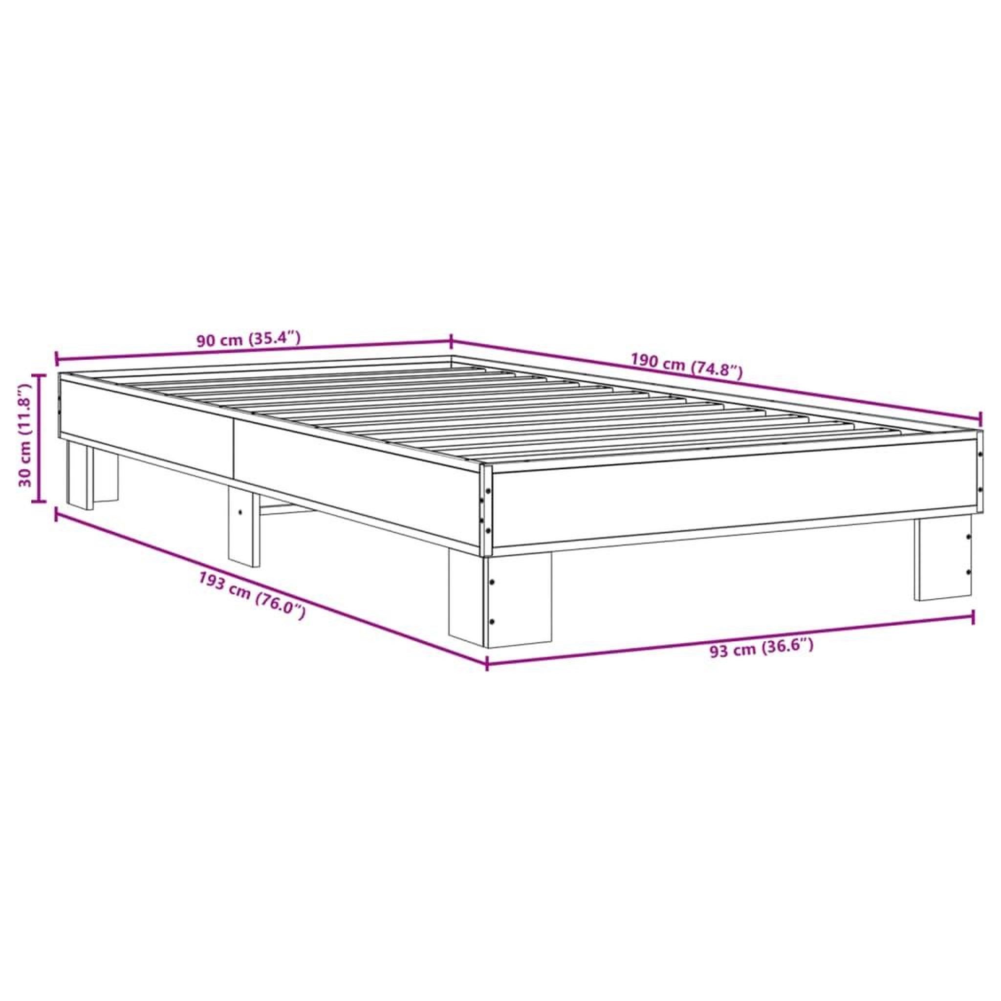 Voir la diapositive 6 : VIDAXL Cadre de lit sans matelas noir 90x190 cm