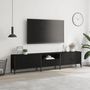 Voir la diapositive 3 : VIDAXL Meuble TV avec tiroir noir 200x25x44 cm bois d'ingenierie