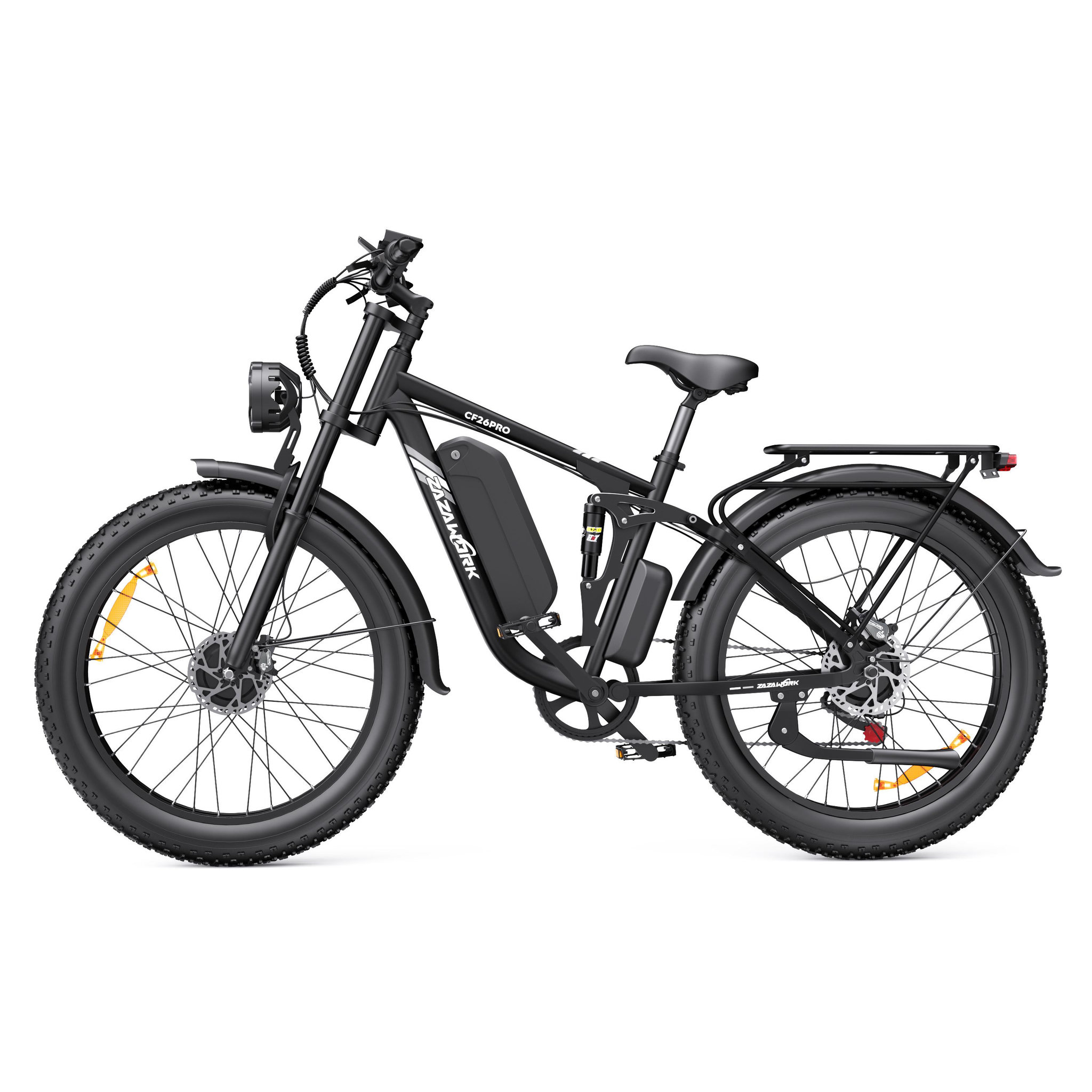 ZAZAWORK Vélo électrique ZAZAWORK CF26 PRO 26  à gros pneus et suspension intégrale, noir