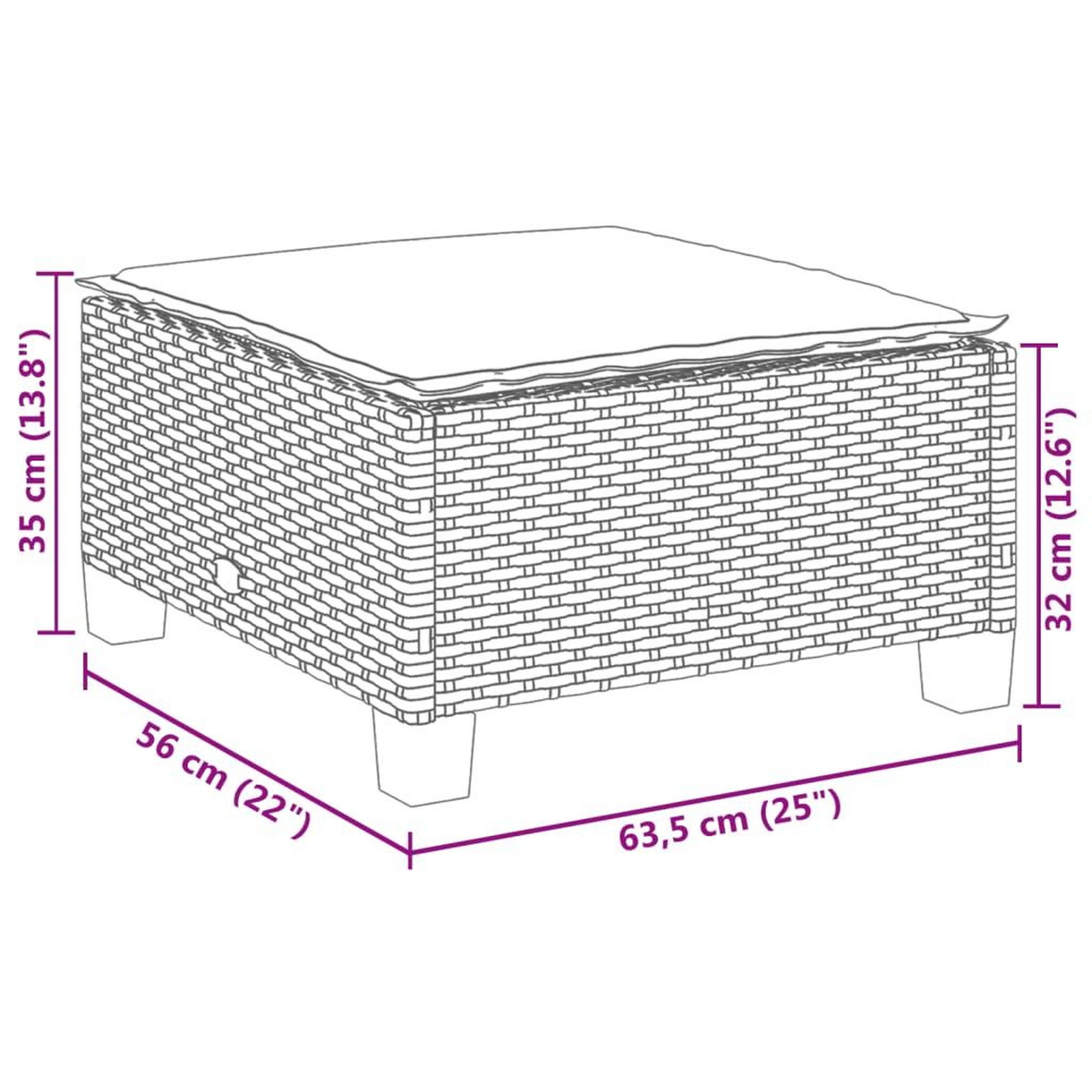 Voir la diapositive 6 : VIDAXL Tabouret de jardin et coussin beige 63,5x56x32cm resine tressee