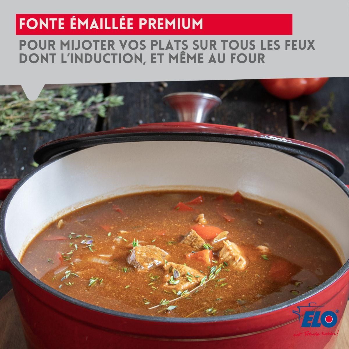 ELO Cocotte en fonte émaillée basse 28 cm rouge cerise 3L Elo