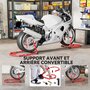 Voir la diapositive 4 : HOMCOM Béquille roue avant arrière charge 390 kg, béquille d'atelier moto avec bras réglable en acier, lève-moto fourche en forme de U + L, pour réparation entretien stockage domicile, rouge