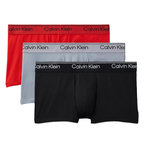 CALVIN KLEIN JEANS X3 Boxers /Rouge/Gris Homme Calvin Klein Jeans  ow Rise Trunk. Coloris disponibles : Noir