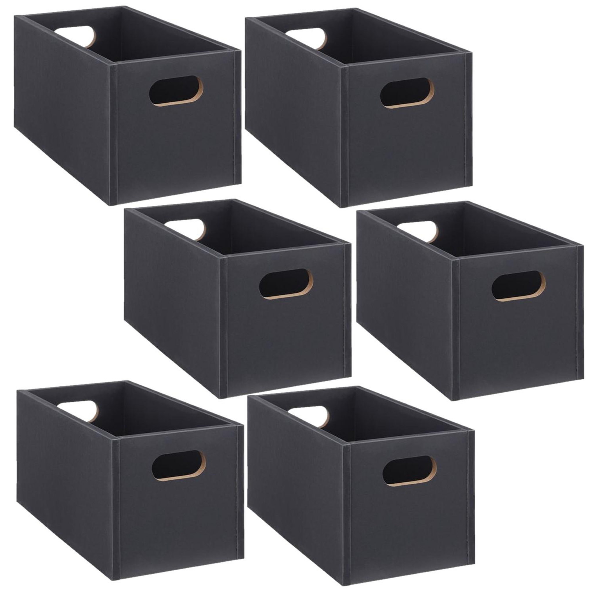 TOILINUX Lot de 6 boîtes de rangement rectangulaire en mdf. Coloris disponibles : Blanc, Beige