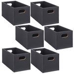 TOILINUX Lot de 6 Boîtes de rangement rectangulaire en MDF. Coloris disponibles : Blanc, Beige, Gris