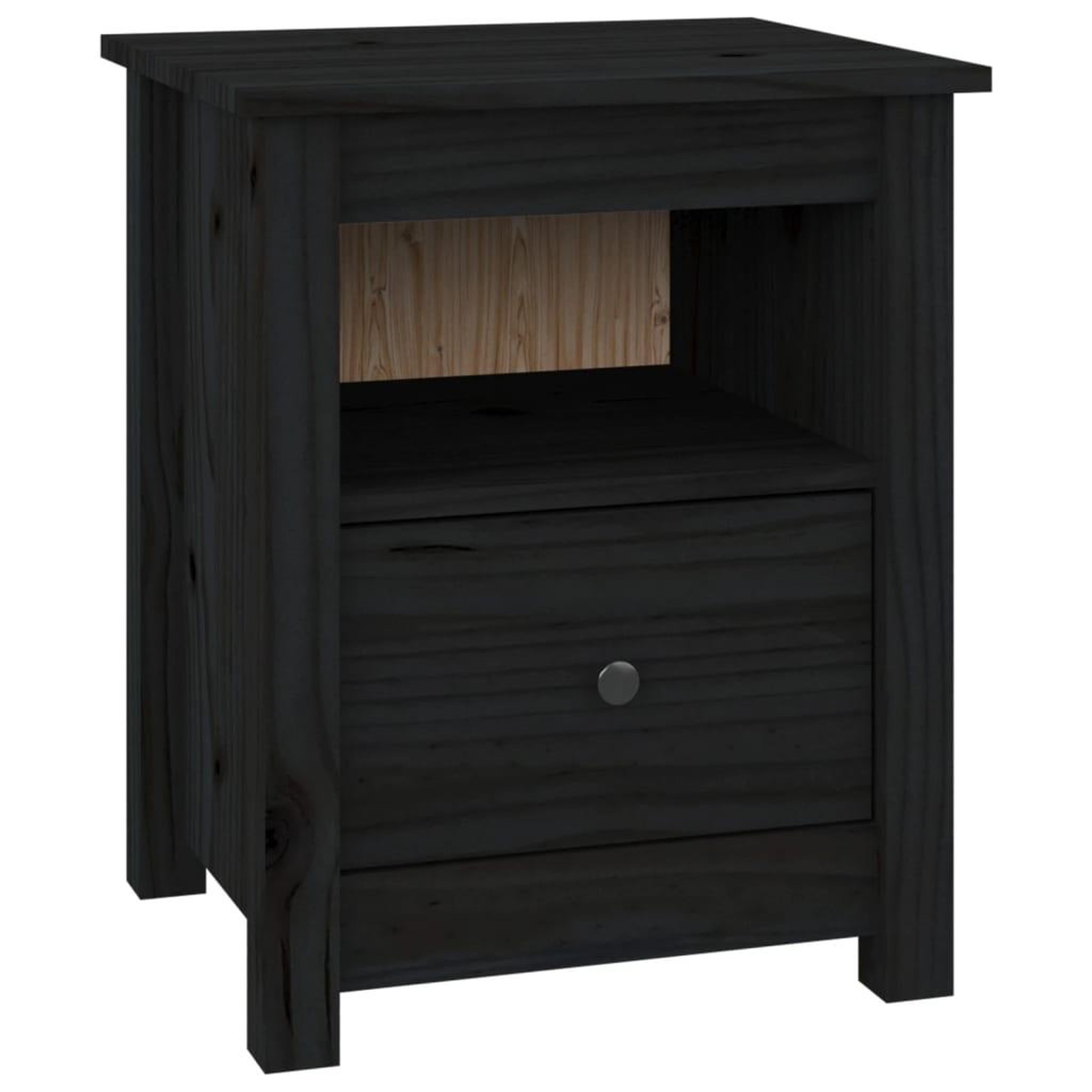 Voir la diapositive 2 : VIDAXL Table de chevet Noir 40x35x49 cm Bois de pin massif