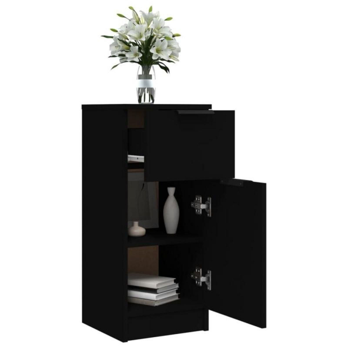 VIDAXL Buffet noir 30x30x70 cm bois d ingénierie