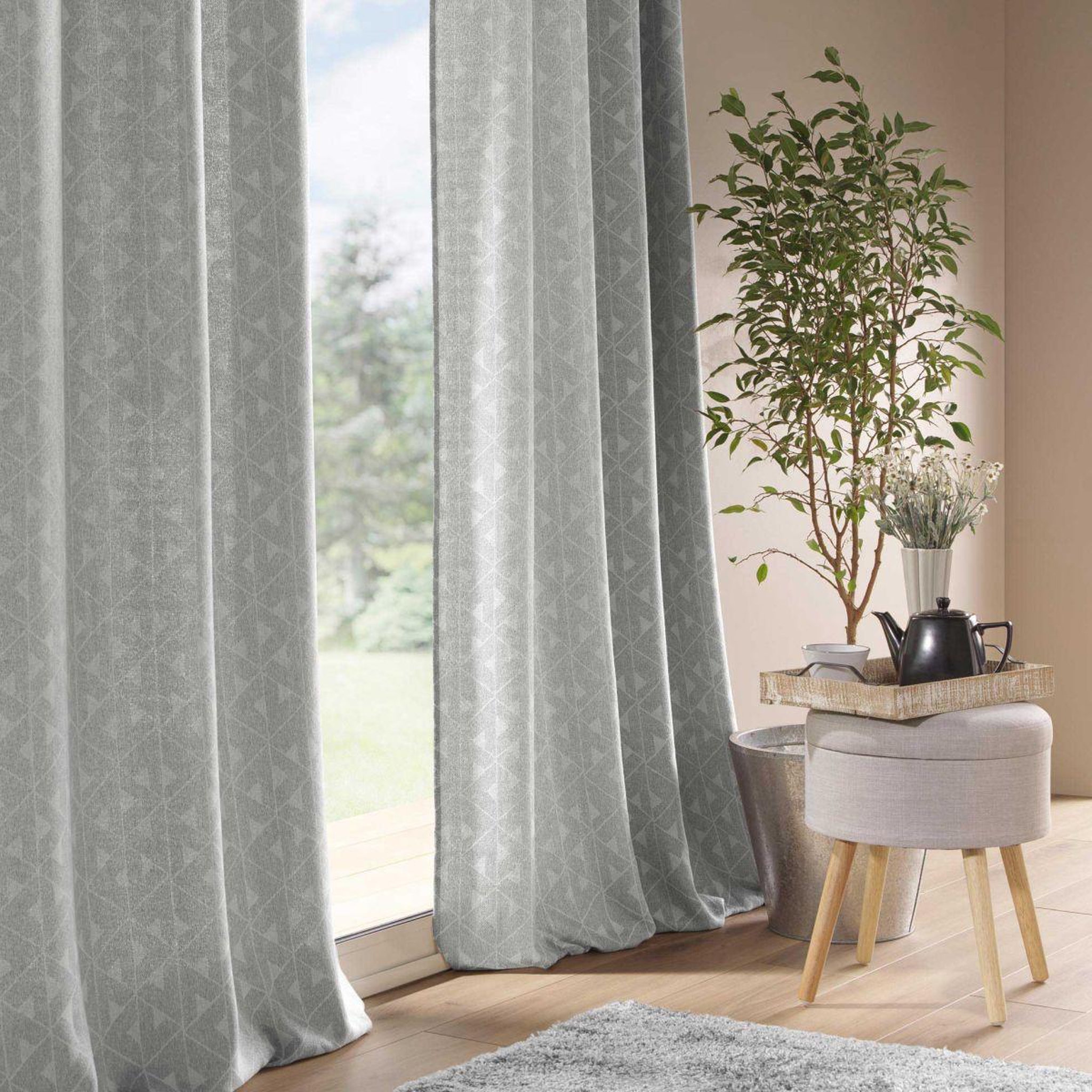 Voir la diapositive 2 : Douceur d'Intérieur Rideau à œillets jacquard  gallena  140x260cm gris