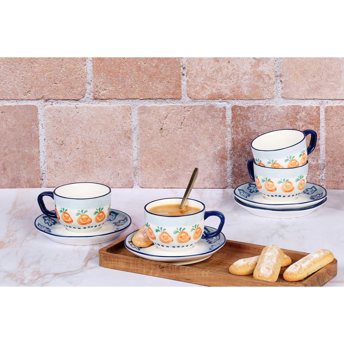 BJORN Tasse NAPOLI 20cl et soucoupe Ø15cm - 8 pièces - Agrume