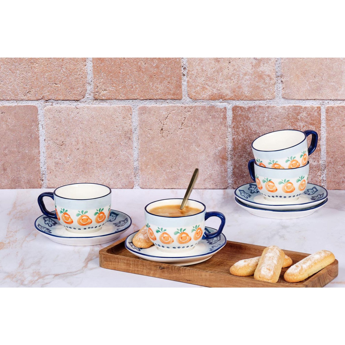 BJORN Tasse NAPOLI 20cl et soucoupe Ø15cm - 8 pièces - Agrume