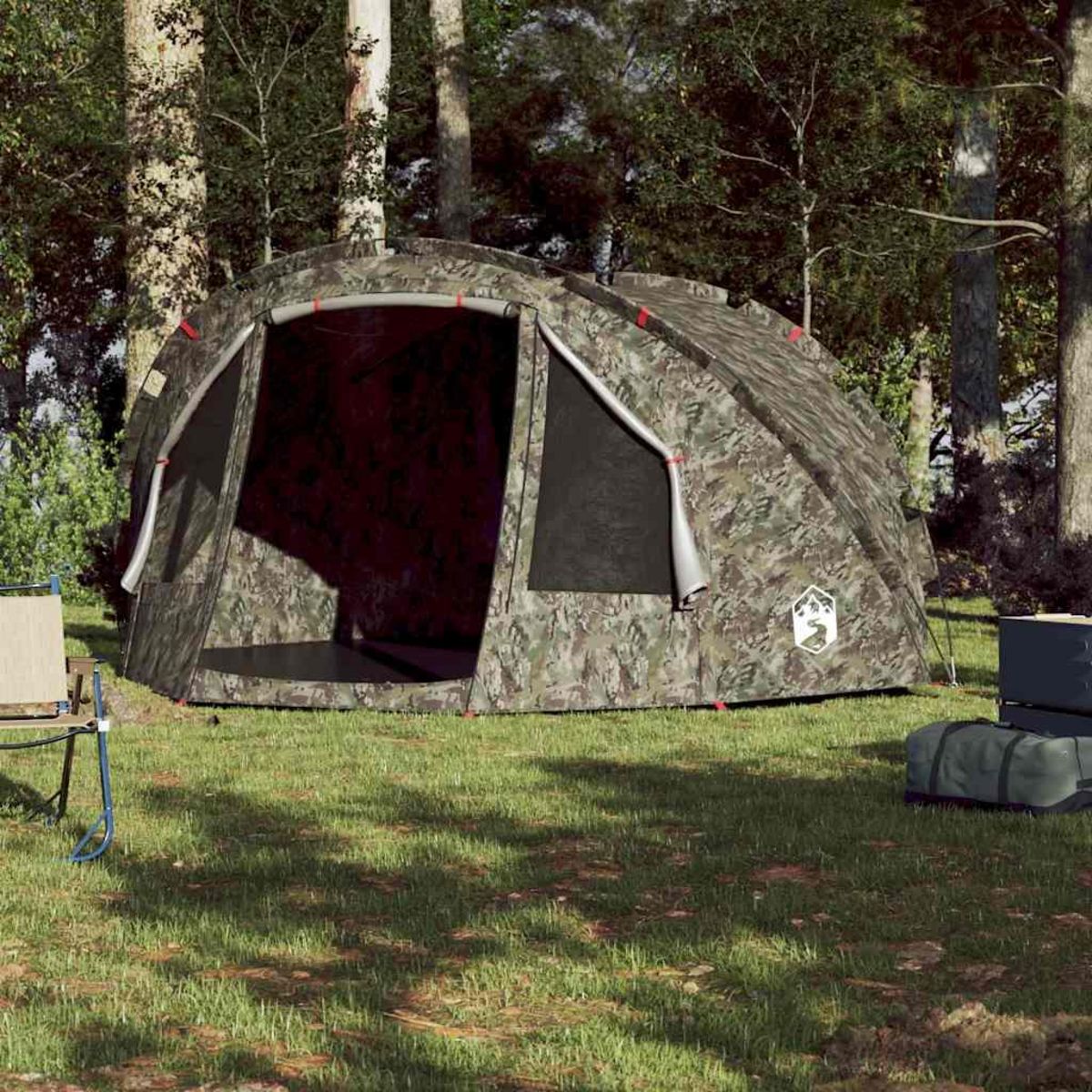 VIDAXL Tente de peche 4 personnes camouflage impermeable