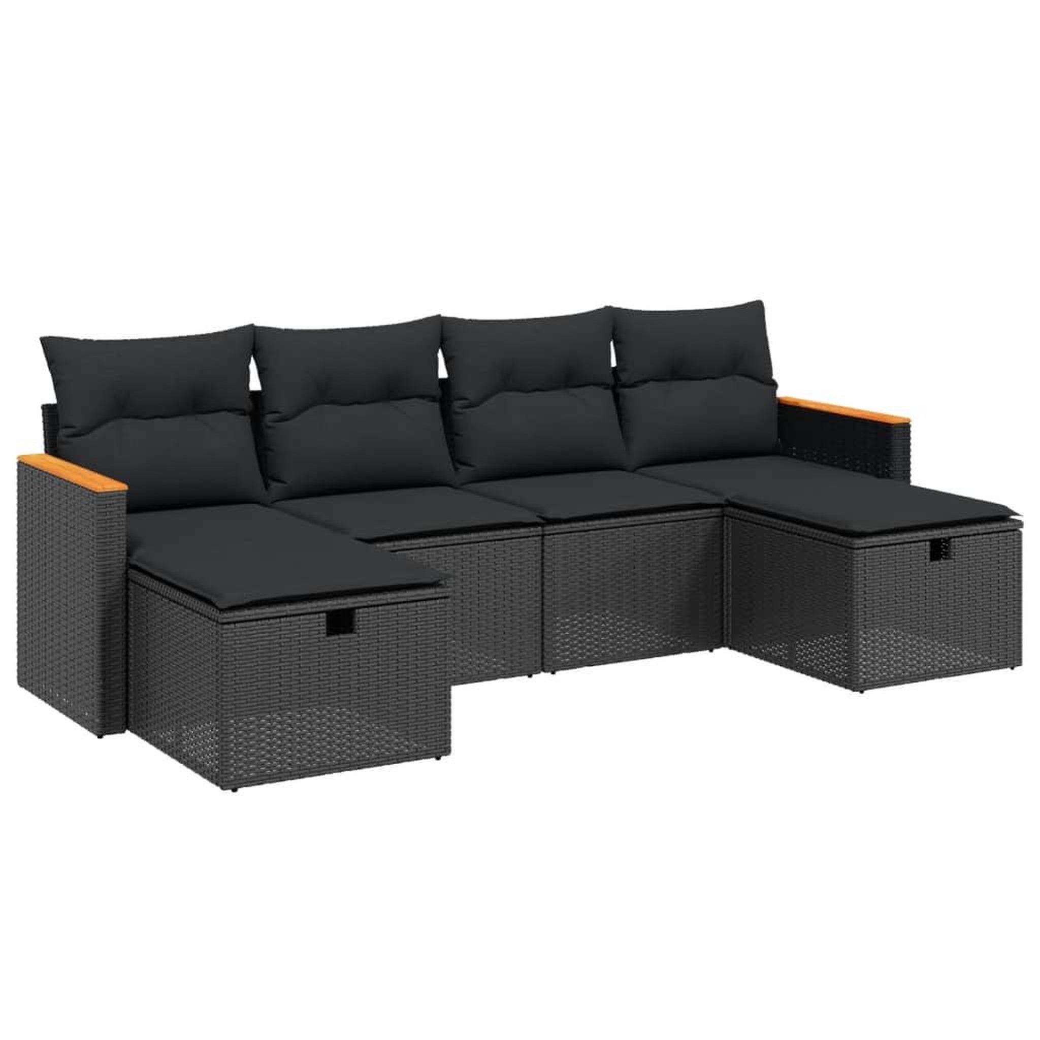Voir la diapositive 2 : VIDAXL Salon de jardin 6 pcs avec coussins noir resine tressee