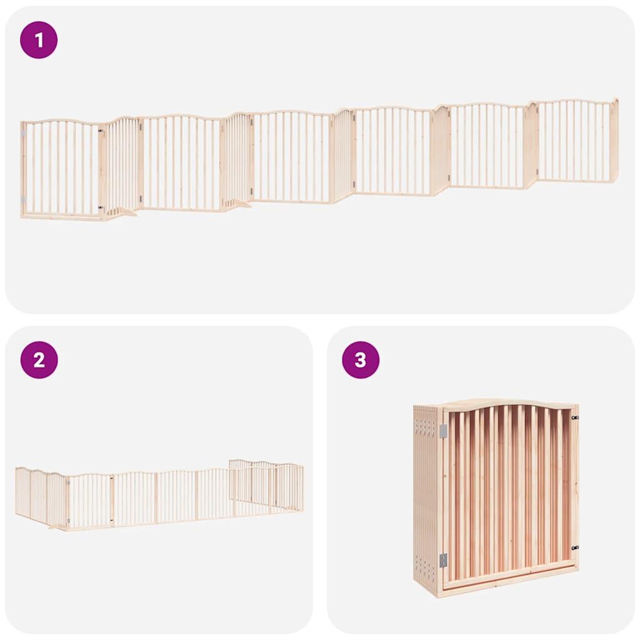 Voir la diapositive 5 : VIDAXL Barriere pour chien porte pliable 12 panneaux bois de peuplier