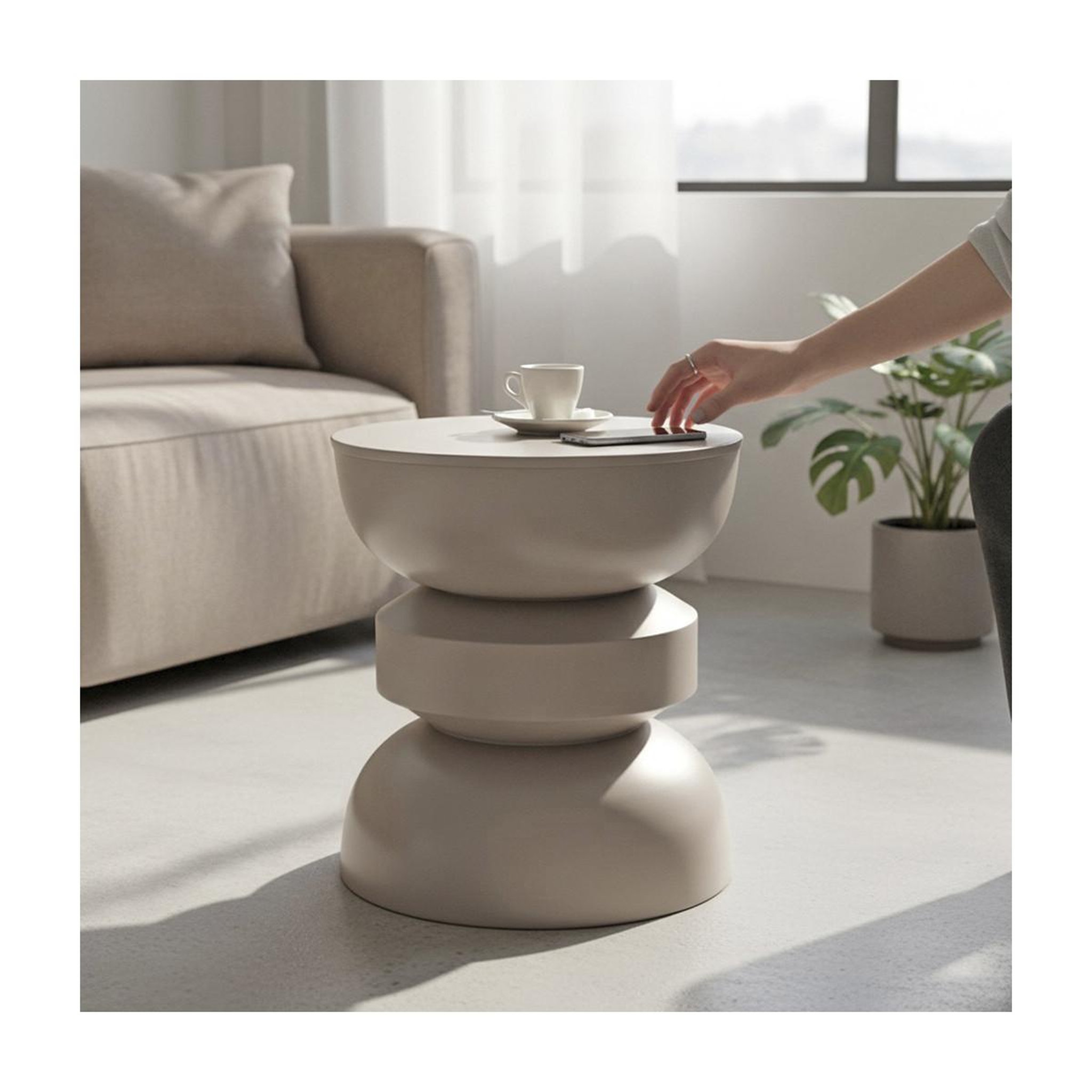 Voir la diapositive 3 : Paris Prix Table d'appoint sablier  merlin  45cm gris